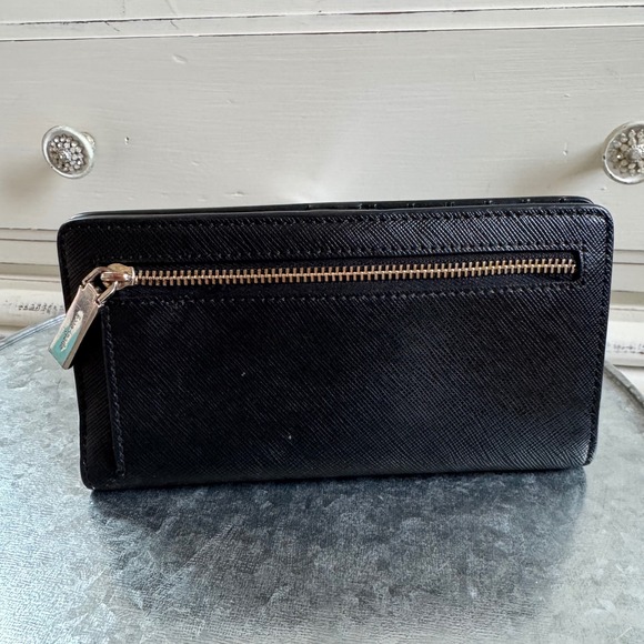 Kate Spade New York Staci Black Continental Wallet Snap Closure Gold Hardware - Picture 2 of 5